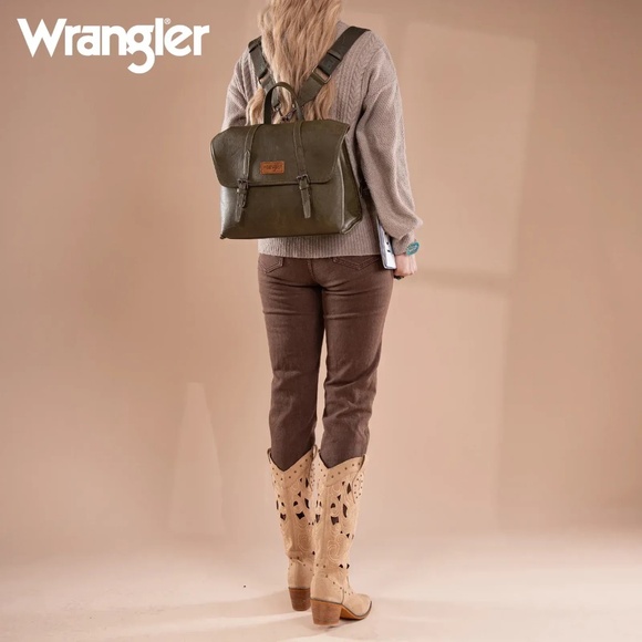 Wrangler Top Handle Carry Satchel/Laptop Bag/Backpack/Crossbody Green
